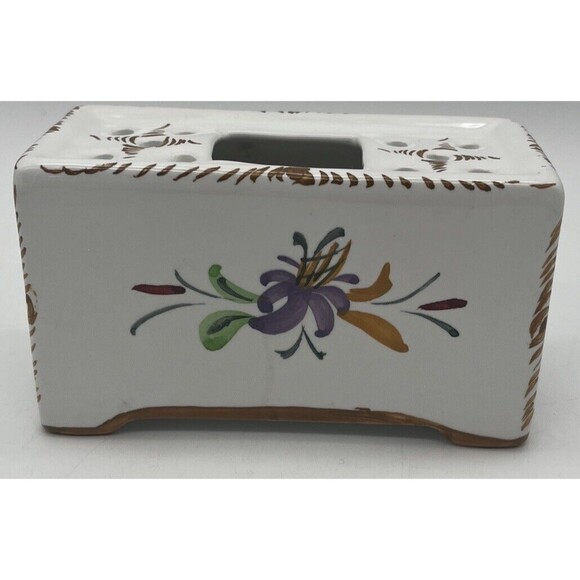 Vintage Portugal Frog Vase Hand painted Pretty Flowers Flower Arranger - Picture 3 of 7